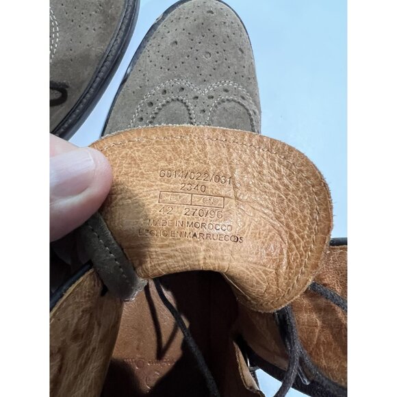 Massimo Dutti Brogue Lace Up Ankle Boots in Taupe main image 8